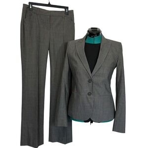 Theory Womens Wool Pinstripe 2 Piece Suit Blazer and Pants Charcoal Grey Size 4